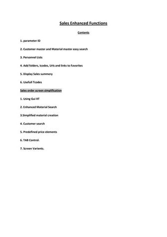Sap enhanced functions
