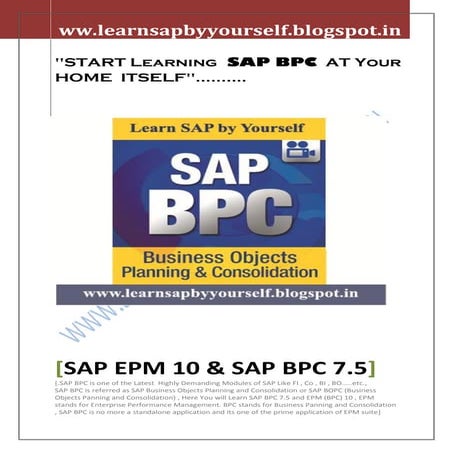 SAP EPM 10 Online Training | PDF