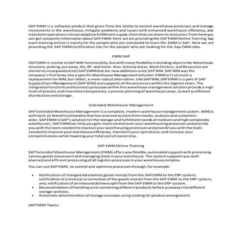 Sap ewm online training