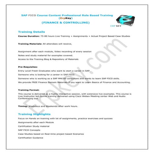 Sap fico course training