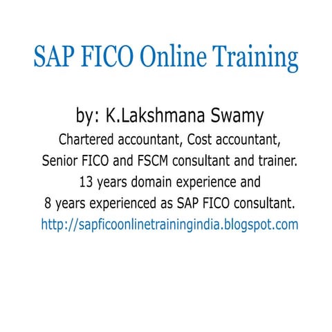 SAP FICO ONLINE TRAINING
