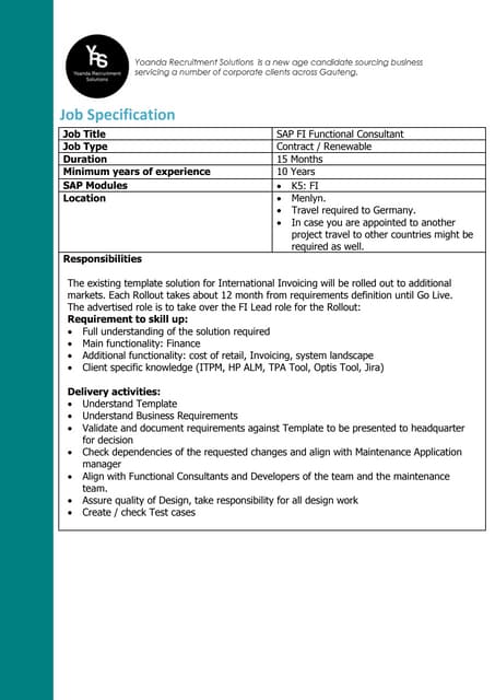 Functional Specification Of Sap Functional Specification Of Sap