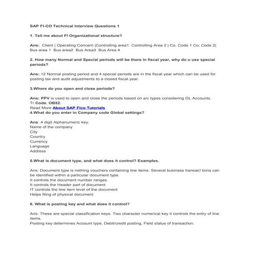 Sap fi interview question