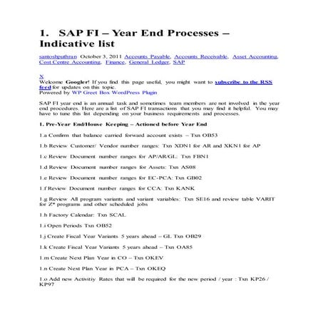 Sap fi year end