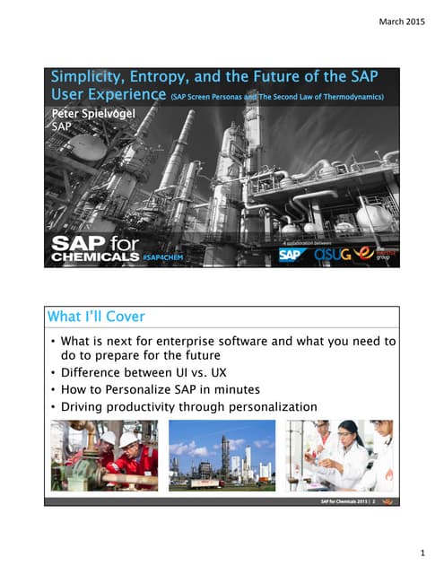 SAP for Chemicals 2015 SAP Screen Personas
