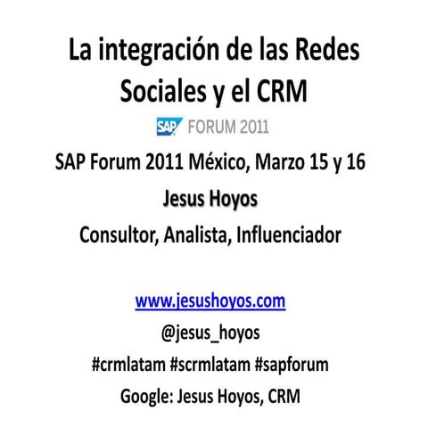 SAP Forum Mexico 2011 Social CRM