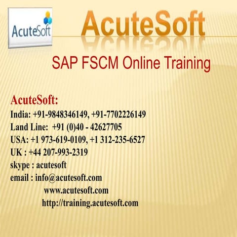 Sap fscm online training