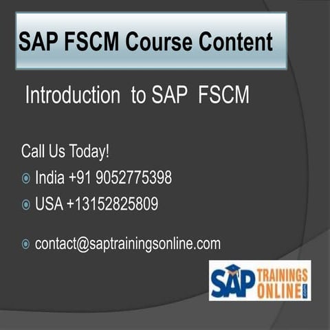 SAP FSCM Online Training Course Institutes India, Hyderabad