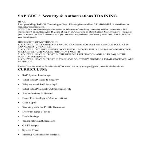 SAP GRC 5.3 Training