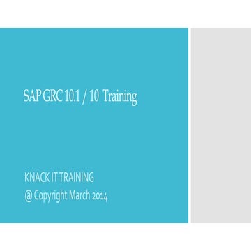 SAP GRC 10.1 ONLINE - KNACK IT TRAINING