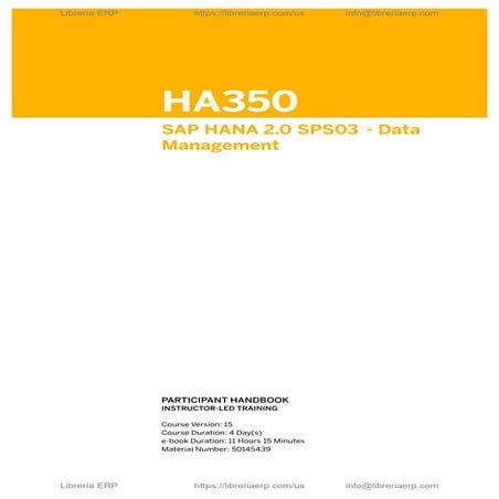 HA350 SAP HANA 2.0 SPS03 - Data Management