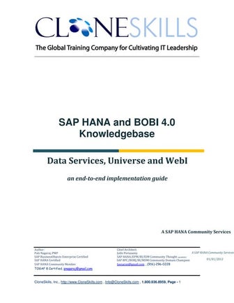 Sap hana bobi 4.0 (data services, universe, web intelligence) implementation ...