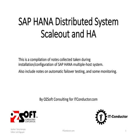 SAP HANA Distributed System Scaleout and HA