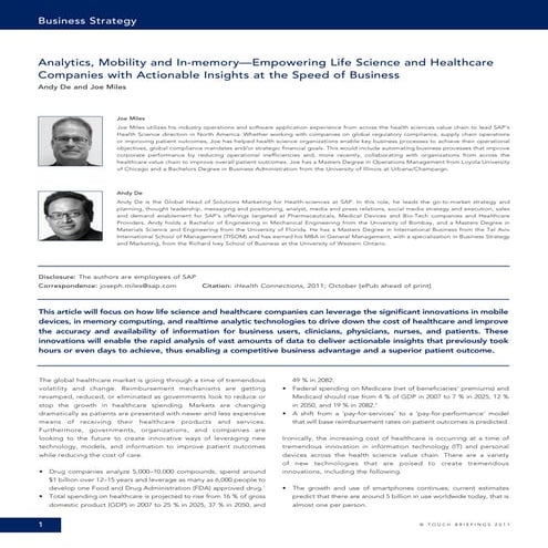 Mobility, Analytics & Big Data for Life Sciences