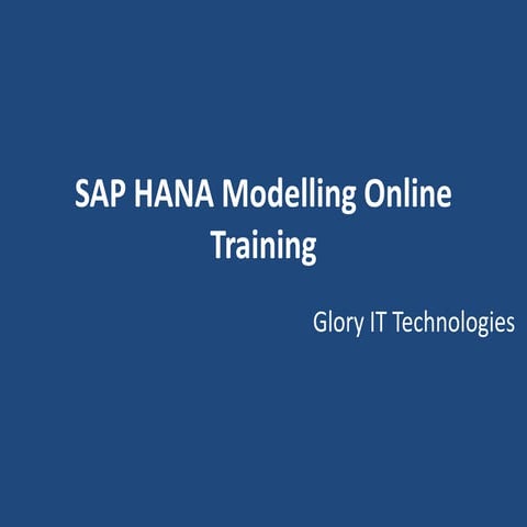 Sap hana modelling online training