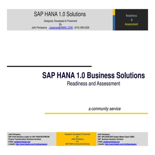 SAP HANA 1.0 Solutions Overview (A Practical Approach for Utility and CPG)