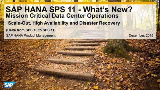 What's New in SAP HANA SPS 11 Mission Critical Data Center Operations