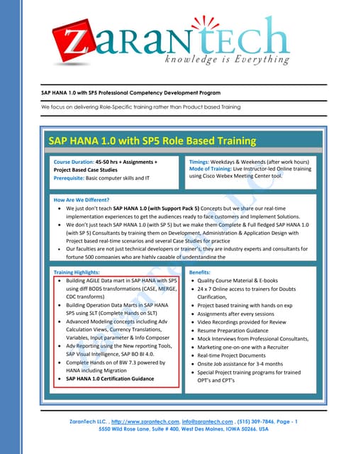 Sap hana training