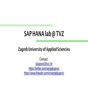 SAP HANA lab @ TVZ