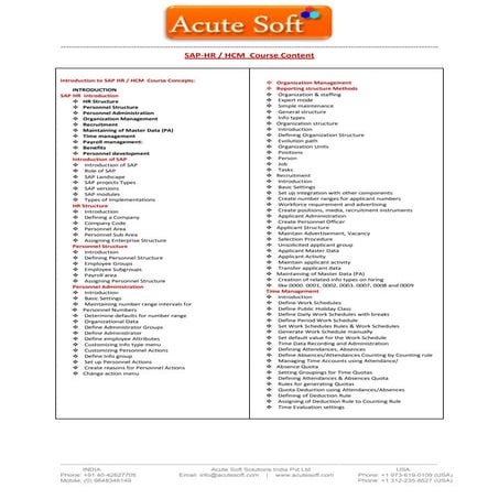 SAP HR/HCM ONLINE TRAINING