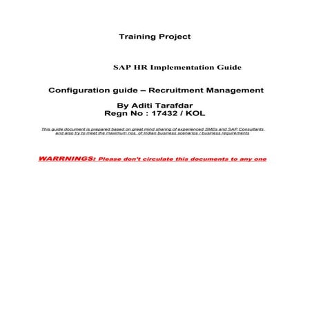 Sap hr implementation config rc - Aditi Tarafdar