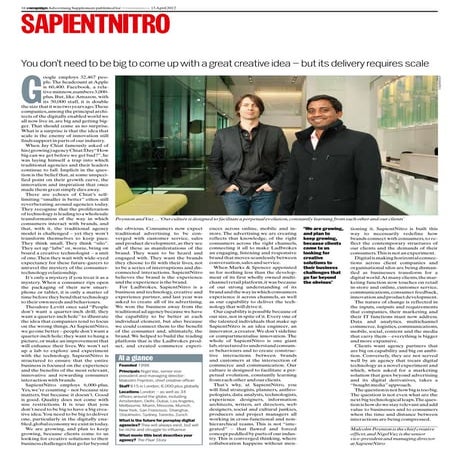 The Worlds Leading Independent Agencies 2012 - SAPIENTNITRO PROFILE