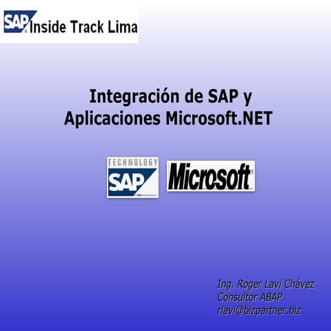 Sesión 02: Integracion De Sap y Aplicaciones .Net