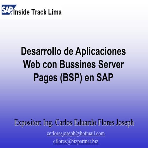 Sesión 09: Desarrollo de Apps Web con Bsp en SAP
