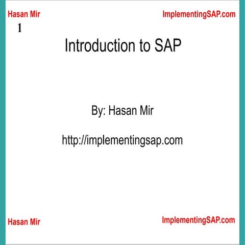 Introduction to SAP ERP