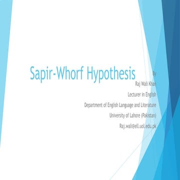 Sapir whorf hypothesis
