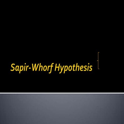 Sapir whorf hypothesis 