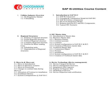 SAP ISU/CCS Course Content