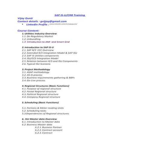 SAP IS-U/CRB Training