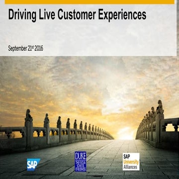 SAP Fuqua Tech Symposium 2016 Keynote: Driving Live Customer Experiences