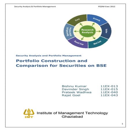 SAPM - Portfolio Construction and Comparison for Securities on BSE
