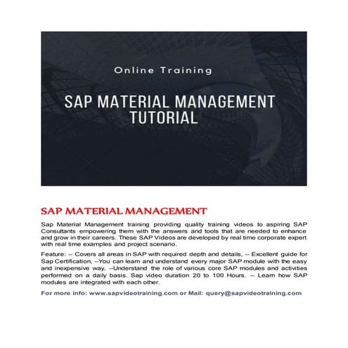Sap Material Management