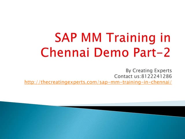 SAP MM Training in Chennai Demo Part-2