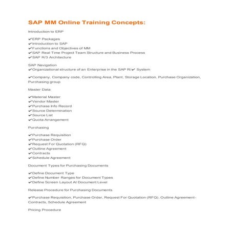 Sap mm concept