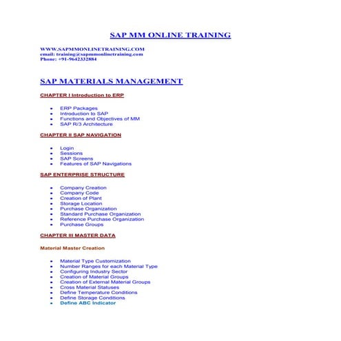 SAP MM ONLINE TRAINING