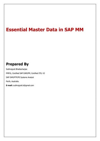 SAP MM Essential Master Data