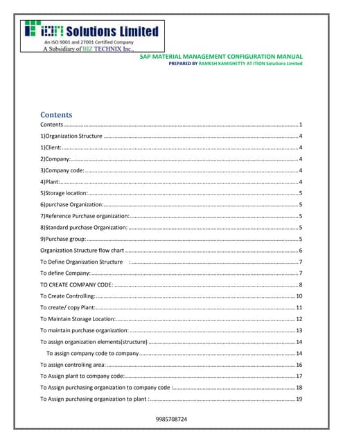 Sap mm  configuration document ramesh kamishetty