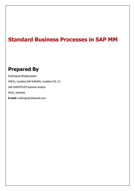 SAP MM Standard Business Processes