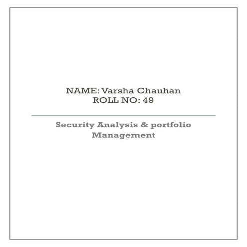 Security Analysis & portfolio Management
