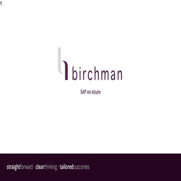 Sap on Azure - Birchman Group Spain - 2018.07.31