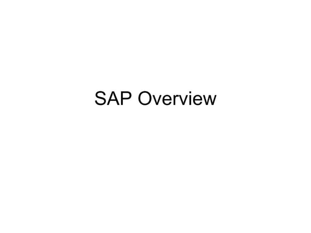 Sap overview posted by Parikshit Sanghavi