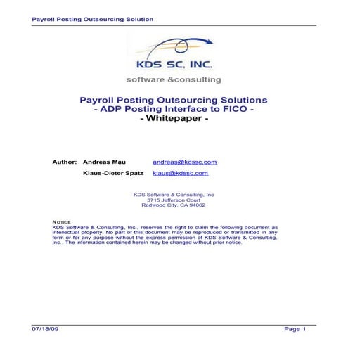 Sap Payroll Posting Outsourcing Solution Whitepaper V1.1 | PDF