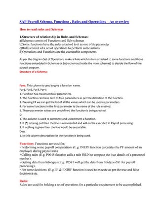 Sap payroll schema. functions , rules and operations – an overview