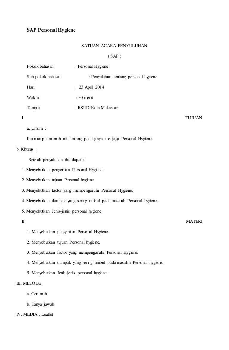 Sap Personal Hygiene