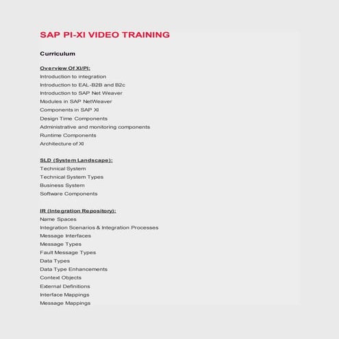 Sap process Integration and Exchange Infrastructure