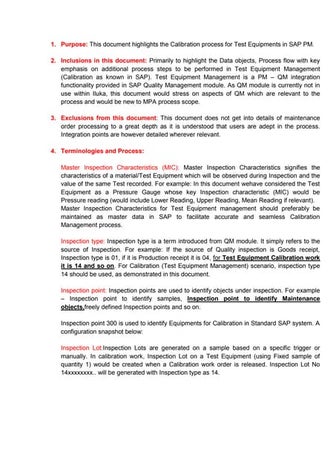 SAP PM: Test Equipment Management/Calibration process